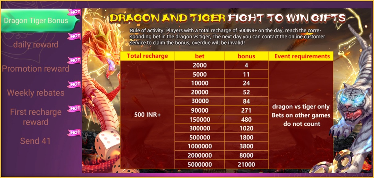 Dragon Tiger casino bonuses